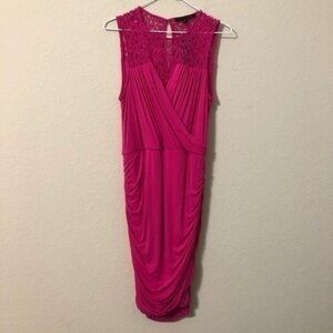 Cynthia Steffe Dress Pink Draped Lace Bodycon